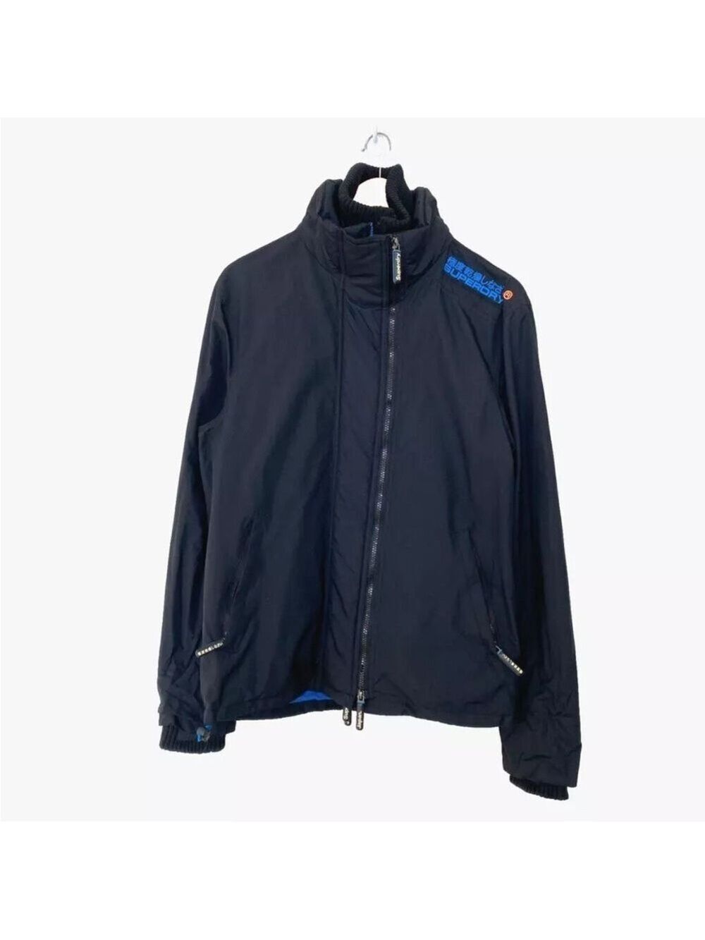 Superdry Original Windcheater Japan Mens Jacket Size M Zippers Black/Blue